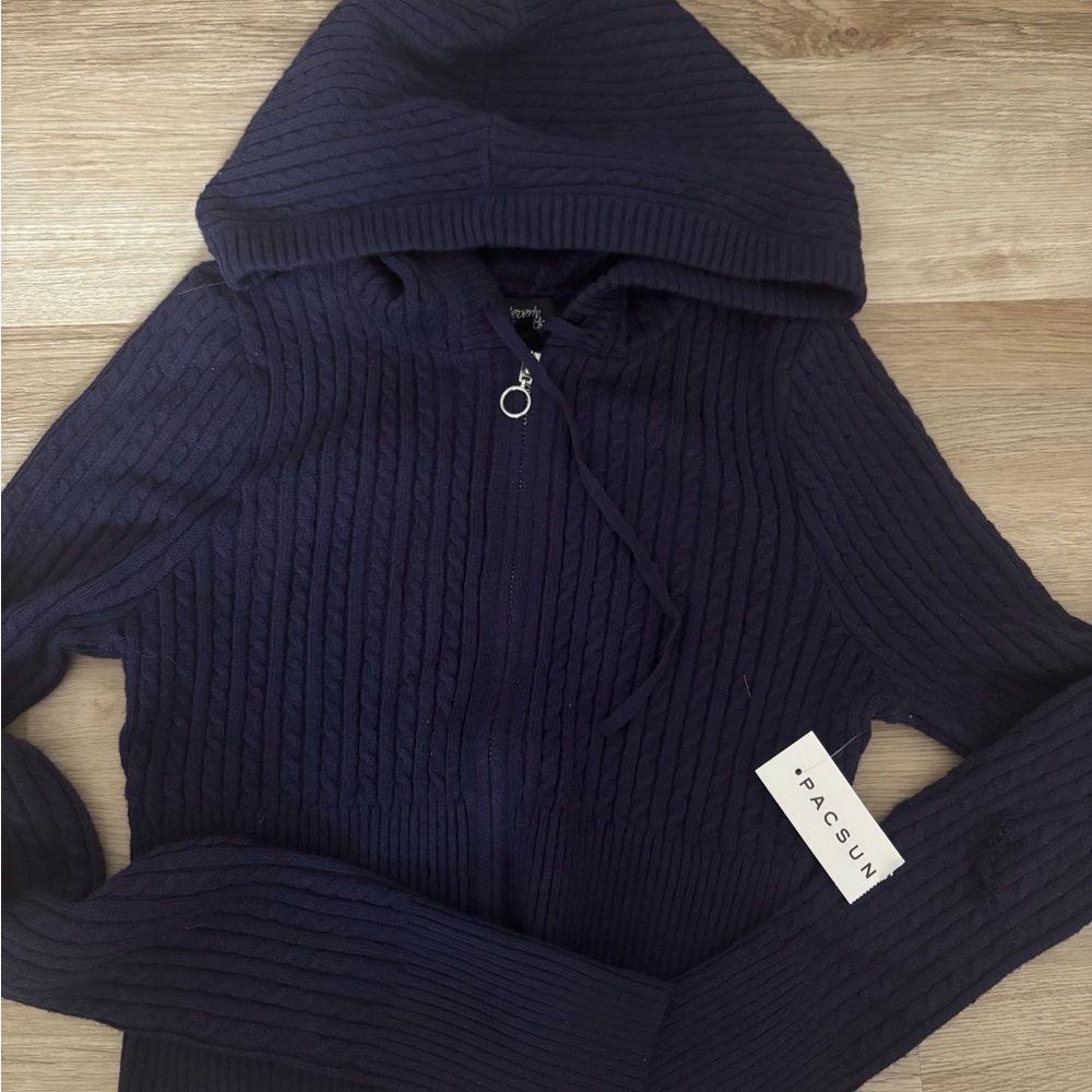 PacSun Navy Blue Hooded Sweater